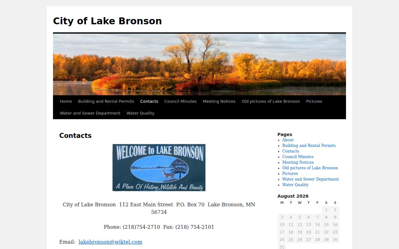 Lake Bronson court docket routing from official city contacts
