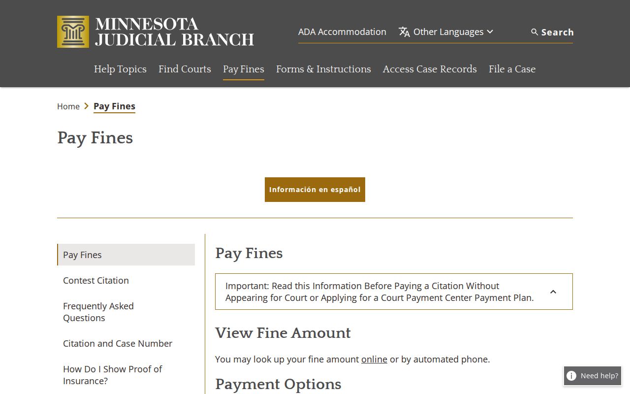 Kittson County traffic ticket state payment and contest guidance